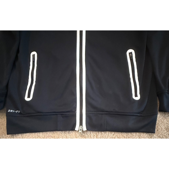 Nike Dri Fit Track Jacket Mens Black White Size Medium Zip Pockets Oversized - Picture 4 of 10